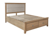 Litchfield Wooden Bed with Fabric Headboard and Drawer Footboard Set