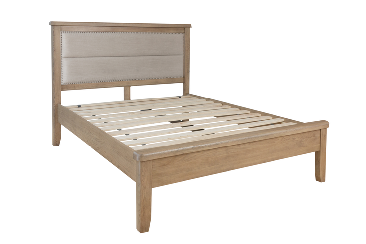Litchfield Wooden Bed with Fabric Headboard and Low Footboard Set