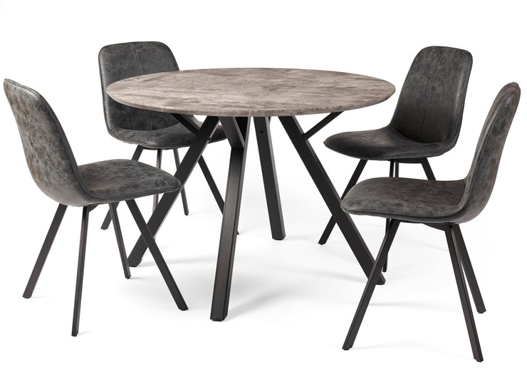 Tetro Round Dining Set with 4 Chairs