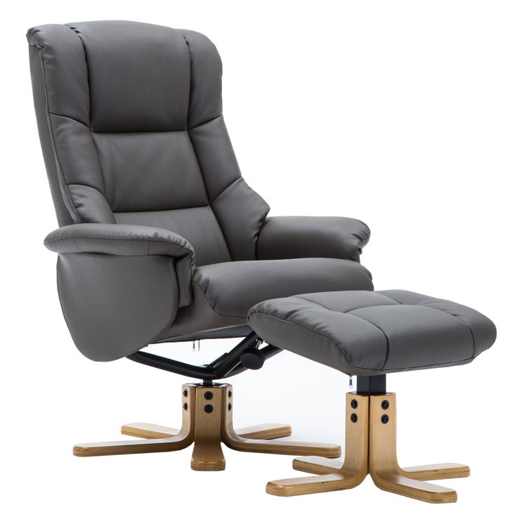 Florence Plush Leather Swivel Recliner & Footstool