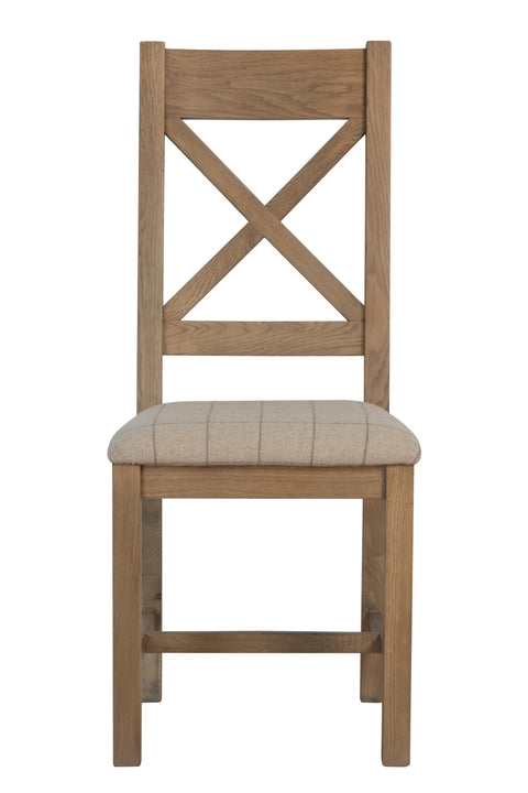 Litchfield Wooden Cross Back Dining Chair (Natural Check)