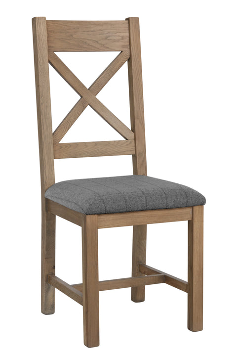 Litchfield Wooden Cross Back Dining Chair (Grey Check)